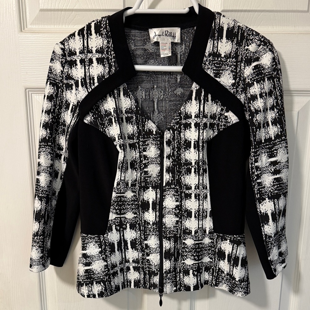 Joseph Ribkoff zip black and white jacket NWOT